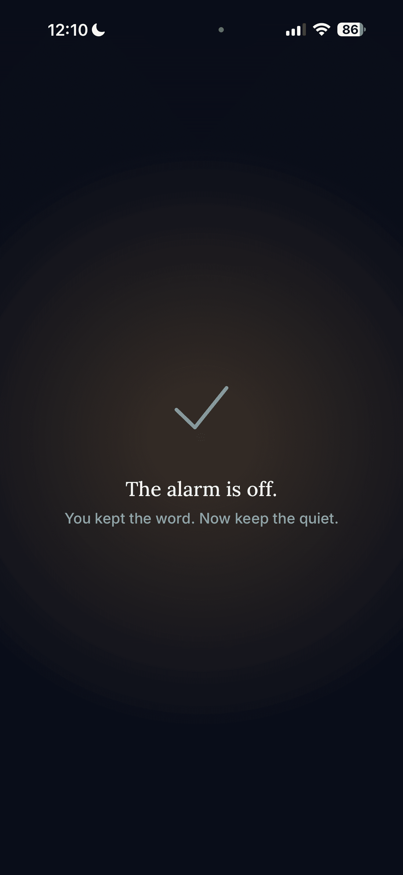 Koum confirmation that the alarm is off after the verse has been read.